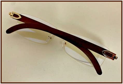 Mens Classy Sophisticated Elegant Clear Lens Eye Glasses Rimless Gold Wood Frame Ebay