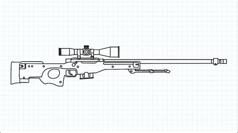 How To Draw Awp From Cs Go Sniper Weapon Easy Drawing Tutorials Youtube