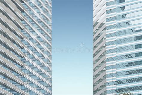 Close Up Of A Geometric Structure Skyscraper Exterior Facade Stock