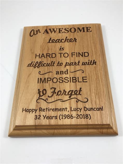Teacher Gift Customized Wood Plaque Engraved Plaque Etsy
