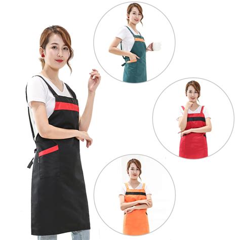 Lovely Polyester Cotton Kitchen Apron Unisex Cooking Aprons Dining Room Barbecue Restaurant