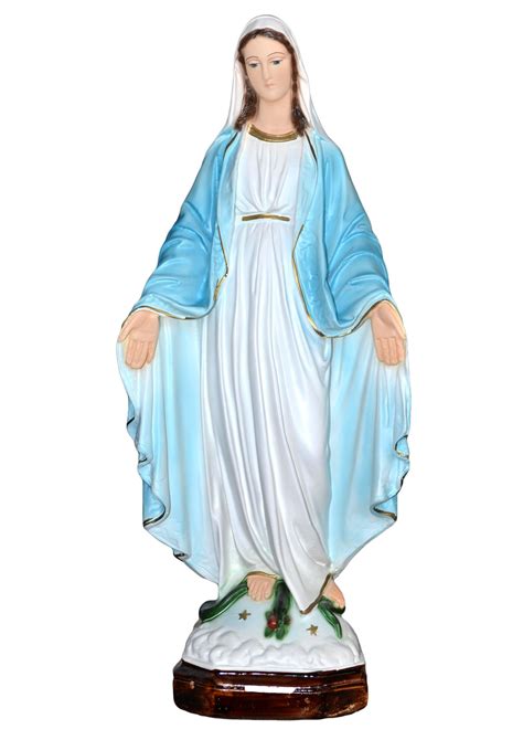 Our Lady Of Grace Statue Height 47 Cm In Resin Hand Painted With