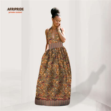 2019 Ankara Pattern African Dress For Women Afripride Sleevelessv Neck Floor Length Women Dress