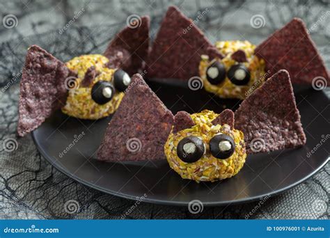 Bat Cheese Ball For Halloween Party Stock Image Image Of Healthy