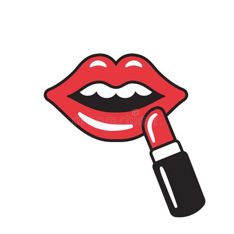 Lips With Red Lipstick Stock Vector Illustration Of Lipstick 86035926