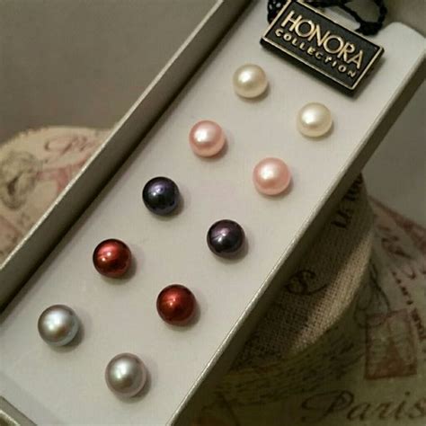 Set Of 5 Honora Pearl Stud Earrings Honora Pearls Pearl Studs