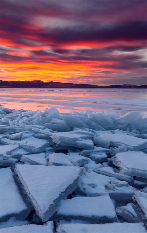 Download 840x1336 Wallpaper Sunset Seashore Ice Nature Iphone 5