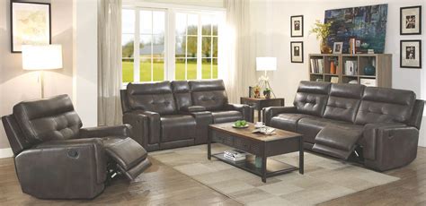 Trenton Motion Dark Grey Reclining Living Room Set 602064
