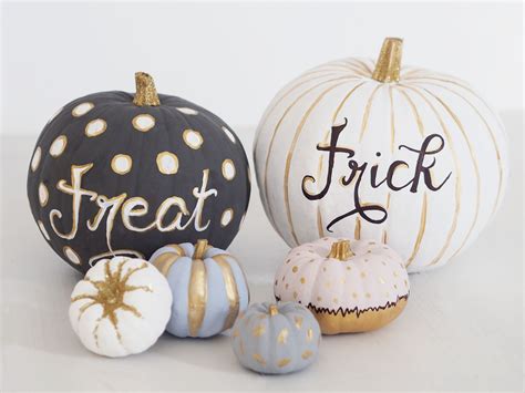 The best part of these fun pumpkin painting ideas (which double as brilliant decorations to dress up your home)? Six Painted Pumpkin Designs for Halloween - Bang on Style