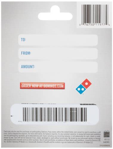 Dominos gift cards can be redeemed for pizza, sandwiches, deserts and more. Domino's Pizza Gift Card $20 - Shop GiftCards