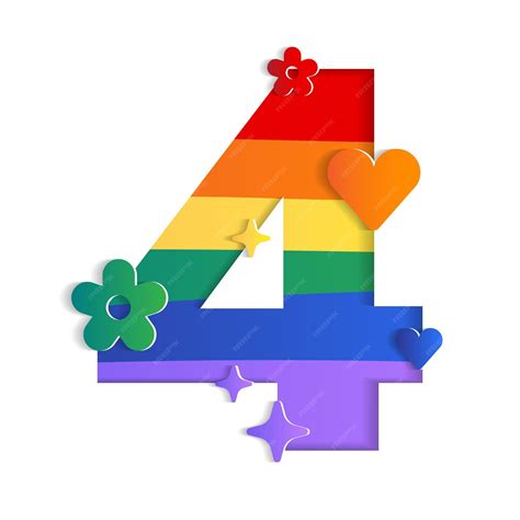Premium Vector 4 Numeric Number Character Letter Pride Month Lgbtq