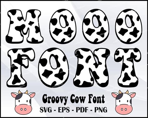 Cow Font Png Svg Cow Skin Font Cow Pattern Font Cow Etsy