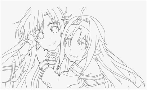 Maybe you would like to learn more about one of these? Deviantart Anime Lineart - Asuna And Yuuki Lineart PNG ...