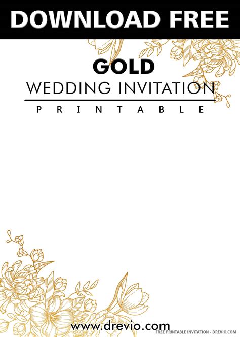 50 templates create a blank nautical invitation (FREE PRINTABLE) - Gold Wedding Invitation Templates | DREVIO