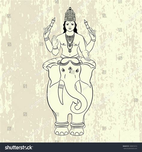 Hindu God Indra Sitting On Elephant Stock Vector Royalty Free