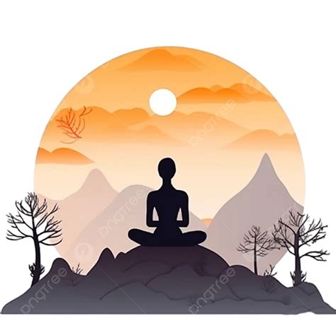 Yoga Day Meditation Silhouette Plant Mountaintop Meditation Png