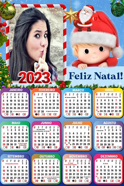 Montagem De Fotos Calendário Calendário 2023 Feliz Natal Foto Moldura