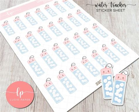 Kawaii Water Tracker Sticker Sheet Kawaii Hydration Bullet Etsy In