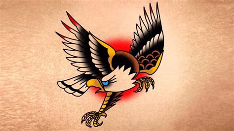 How To Draw A Traditional Tattoo Eagle Youtube