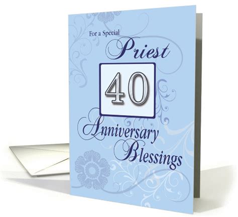 Priest 40th Anniversary Blue With Swirls Catholic Card 1086120