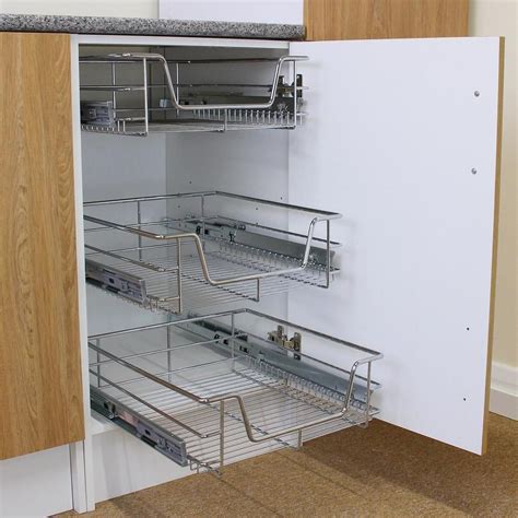 Adding roll out shelves to lower cabinets creates more organized storage space and makes those cabinets far more functional. 3 Pull Out Kitchen Storage Basket Rack Kitchen Wire Mesh ...