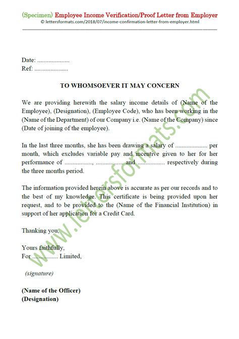 It is designed in such a way that it contains all the rudimentary details of income and. Employee Salary Income Verification/Proof Letter from Employer