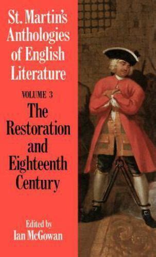 Anthologies Of English Literature The Restoration And Eighteenth