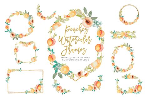 Peaches Watercolor Frames Png Peach Flowers Sweet Peaches Clipart By