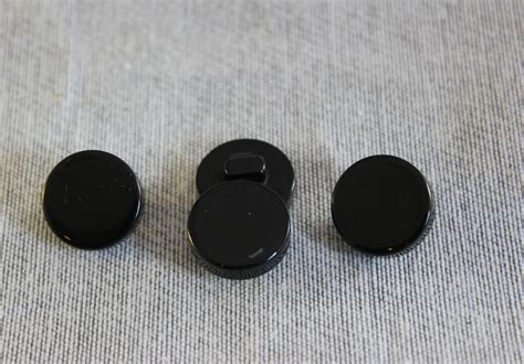 Black Flat Round 15mm Shank Buttons Great For Eyes Sold In Pairs