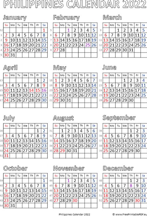2022 Calendar Planner Philippines Excel Free Printabl