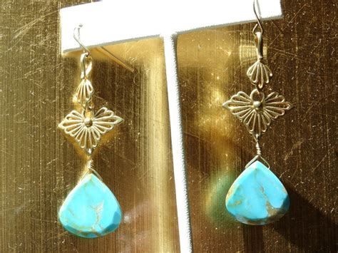 Arizona Turquoise Earrings Vermeil Componants