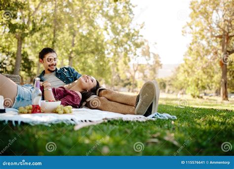 Affectionate Couple On Picnic Stock Image Image Of Female Lifestyle