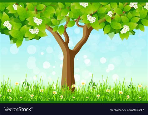 Green Tree In The Grass Royalty Free Vector Image