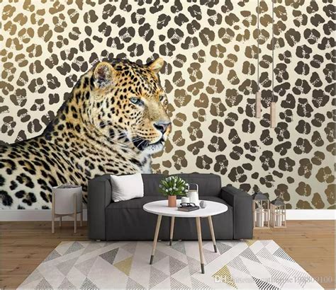 3d Wall Murals Wallpaper Leopard Print Leopard Living Room Tv