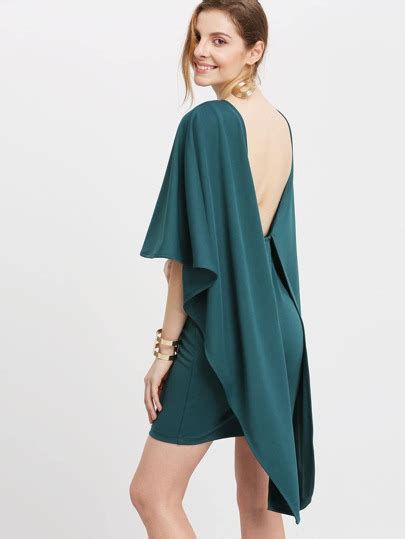 Dark Green Backless Bodycon Dress Dress Sheinsheinside