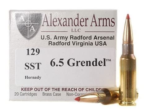 Alexander Arms 6 5 Grendel Ammo 129 Grain Hornady SST Super Shock