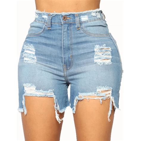 2018 New Arrival Casual Summer Denim Women Hole Shorts Mid Waists Tassel Plus Size Short Jeans