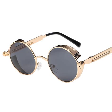 retro steampunk sunglasses women men vintage round metal punk mirror gothic sun glasses oculos