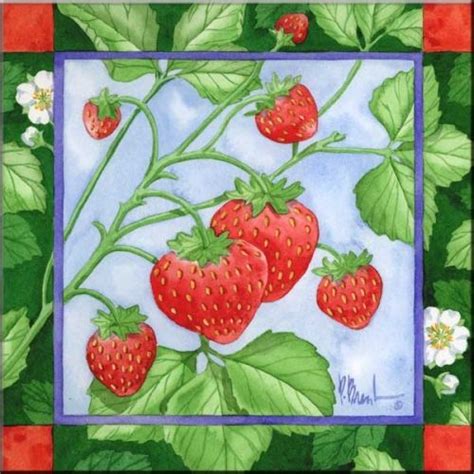 Fruits And Vegetable Accent Tiles Strawberries Accent Tile