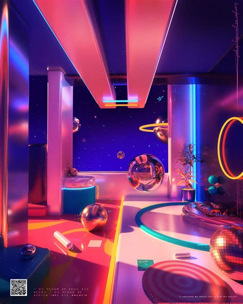 Space Escape 20 On Behance Retro Futurism Retro Futuristic Neon Room