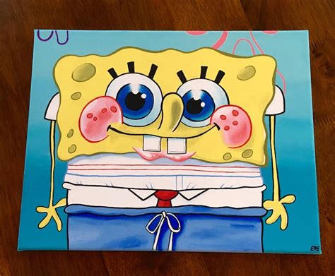 Spongebob Squarepants 11 By 14 Acrylic Painting On Canvas Etsy
