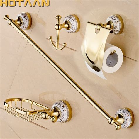 hotaan stainless steel bathroom accessories set robe hook paper holder towel bar soap basket