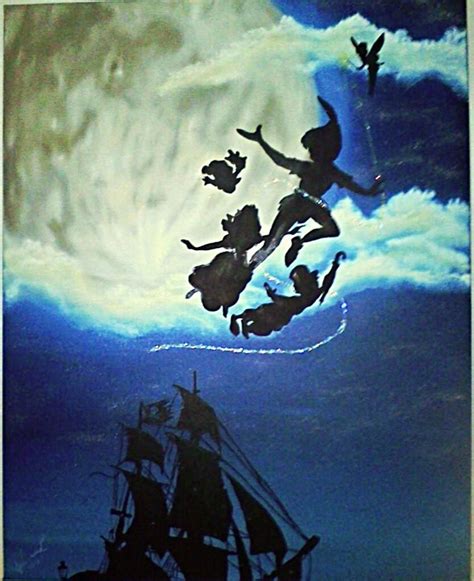 Painting Going To Neverland Silhouette Peter Pan Oil Painting