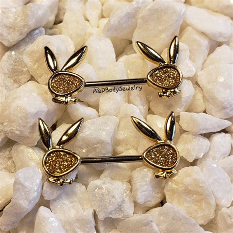 Playboy Bunny Sparkling Nipple Barbell Nipple Piercing Etsy