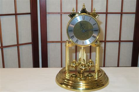 Elgin Quartz Anniversary Glass Dome Clock Made In Germany Ebay