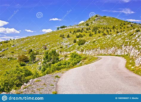 Velebit Mountain Landscape And Road View Northern Velebit Stock Image