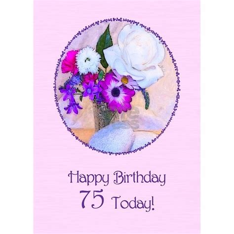 75th Birthday With Painted Flowers Greeting Card 75th Birthday With