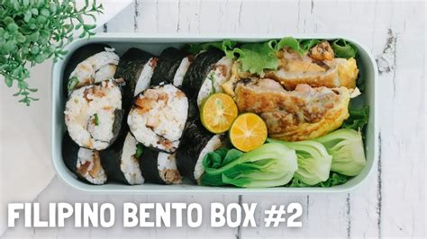 Filipino Bento Box 2 Sisig Rice Roll Seafood Tortang Talong