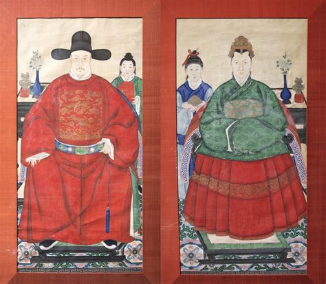 A Pair Of Chinese Ancestor Portraits Ming Dynasty Sep 25 2014