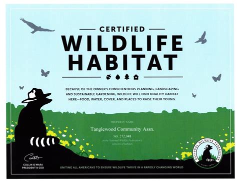 Tanglewood Community Association Wildlife Habitat Certification